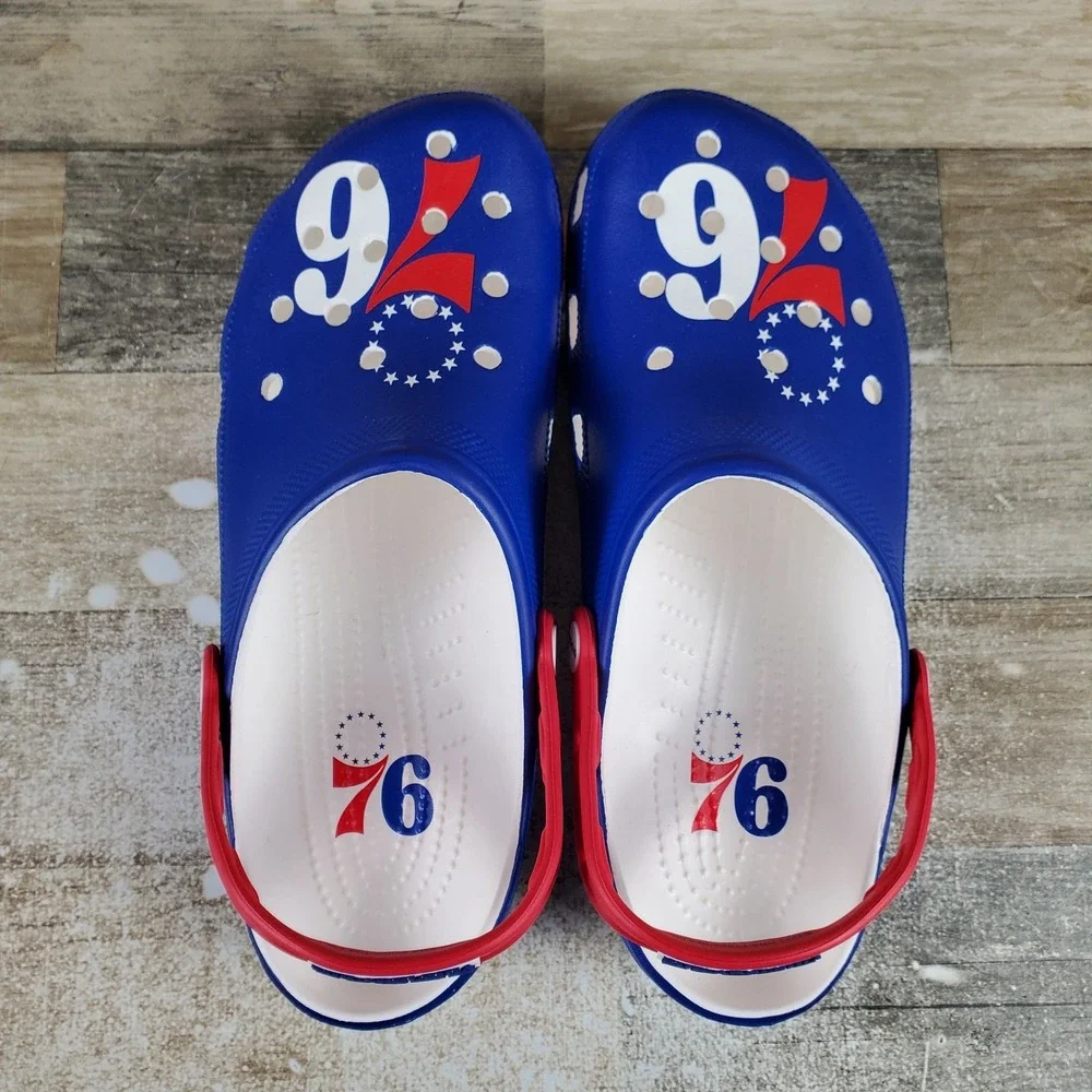 Crocs NBA Philadelphia 76ers Classic Mens Clogs Sz 11 Blue Red Rubber Slingback